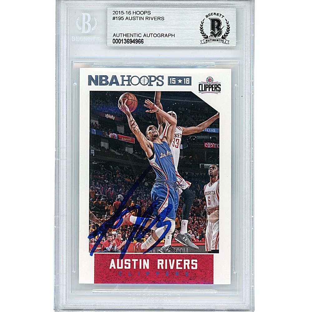 Austin Rivers Signed LA Clippers 2015-16 Hoops Basketball Card Beckett Autograph